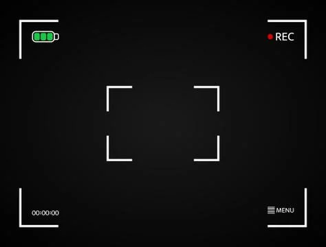 Camera display. Digital camera frame. Viewfinder screen. Photo frame. Black c Stock Illustration