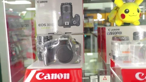 The camera is displayed on the display window as merchandise Stock-Footage 132449920