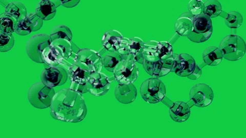 Camera dollying and rotating, 3D glass molecule drifting, revealing refractions Stock Footage 344176977