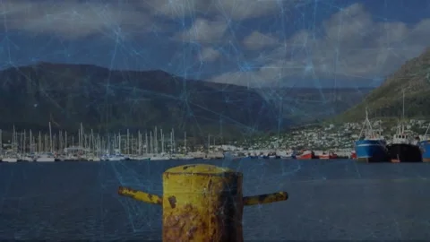 Camera dollying forward, yellow bollard growing closer to reveal rusted texture Stock Footage 321782798