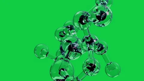 Camera dollying, orbiting molecule rotating and reflecting, revealing bonds on Stock Footage 344177012