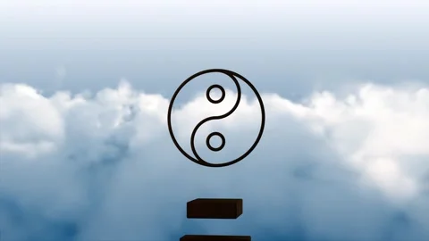 Camera dollying in, yin-yang remaining centered while bars rising toward circle, Stock Footage 338356225