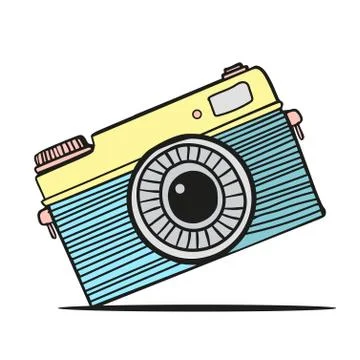 Camera doodle  hand drawn vector Stock Illustration