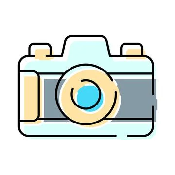 Camera doodle icon capturing digital creativity concept 스톡 일러스트