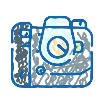 Camera drawing doodle art illustration concept Stock Illustration