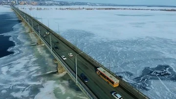 The camera drifts across the bridge Stock Footage 85837724