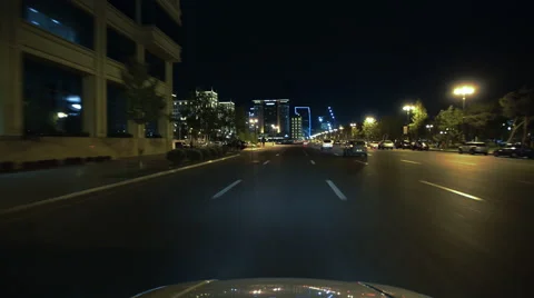 Camera drive road track city night Stock Footage 62405706