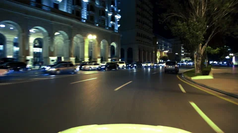Camera drive road track city night Stockbeeldmateriaal 62405792