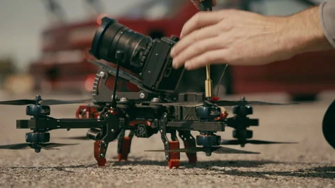 Camera on a Drone Assembling Stock Footage 263996075