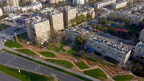 Camera on the drone  rotate from sky above the street Stock-Footage 125210673