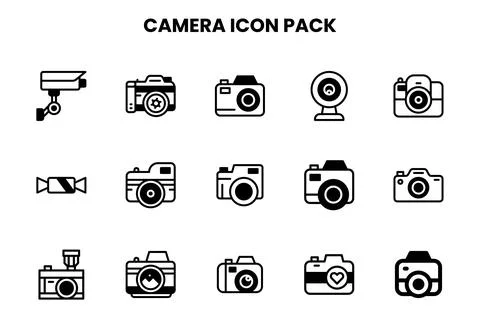Camera DuoTone Bundle Icons Pack Stock Illustration