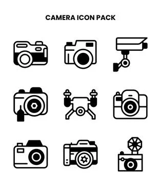 Camera DuoTone Bundle Icons Pack Stock Illustration