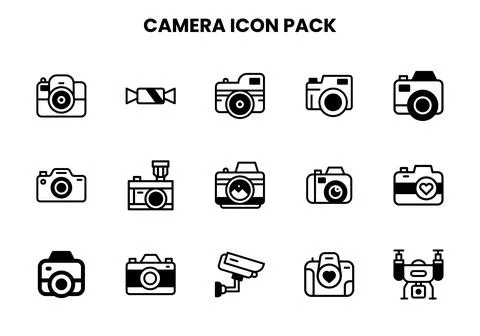 Camera DuoTone Design Icons Pack Stock Illustration