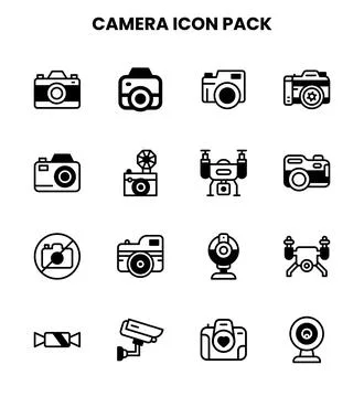 Camera DuoTone Graphics Icons Pack Stock Illustration