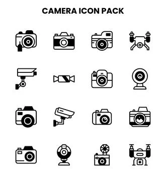 Camera DuoTone Graphics Icons Pack 스톡 일러스트