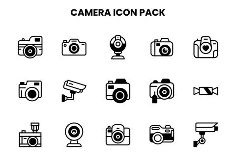 Camera DuoTone UI Icons Pack Stock Illustration