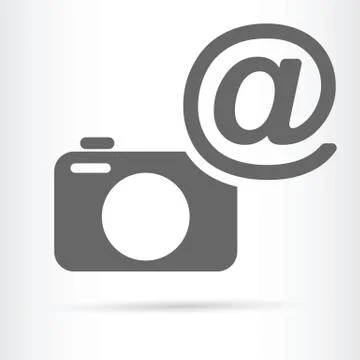 Camera with e-mail symbol icon Stock Illustration