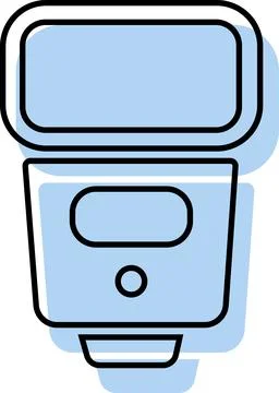 Camera electronic speedlight flash line art icon Stock Illustration