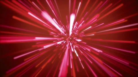 Camera entering Red spacewarp with glowing streaks, fast sci-fi travel 4K Stock Footage 307651018
