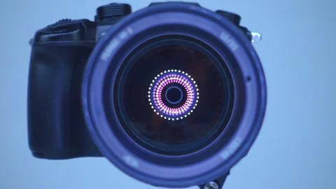 A camera with an expensive lens with aperture of 1.5 and a focal length of 85mm Stock Footage 297747827