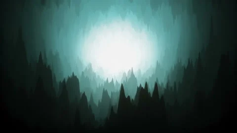 Camera exploring a Dark Mystic stylized silhouette blue Stone cave Tunnel Video stock 167435383