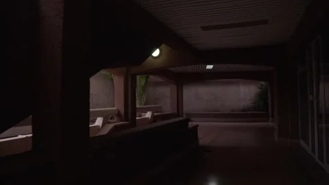 Camera exploring deserted building with stairs and empty hallways Stock Footage 293158266