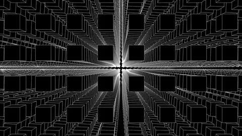 Camera exploring an evolving 3d Cubes Structure Stock Footage 71348552