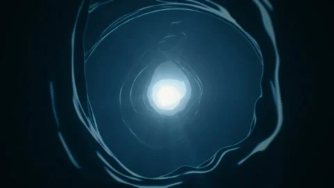 Camera exploring a stylized blue cave with light rays background loop Видео 132645649