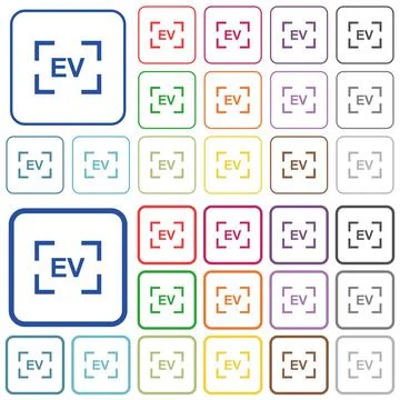 Camera exposure value setting outlined flat color icons Stockillustratie