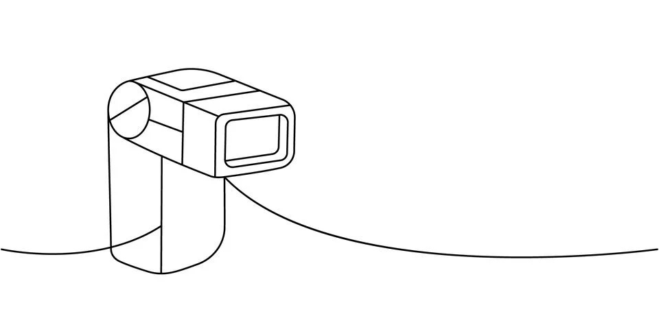 Camera external flash one line continuous drawing. Professional photo equipment Stock Illustration