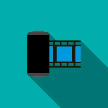 Camera film roll icon, flat style Stock Illustration