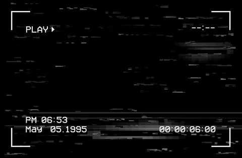 Camera film screen with glitch effect, vector vhs Stock Illustration