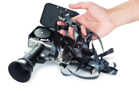 Camera film tangled Stock Photos