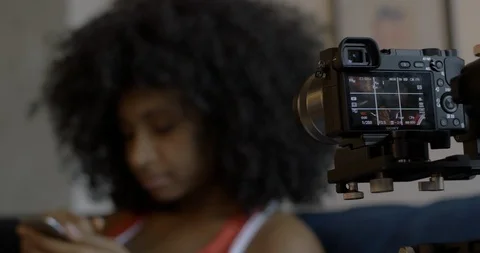 Camera Films Model during Videoshoot Stock Footage 111155206