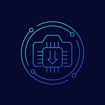 Camera firmware update icon, linear design Stock Illustration