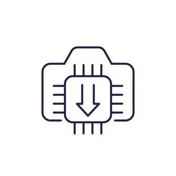 Camera firmware update line icon Illustrazione stock