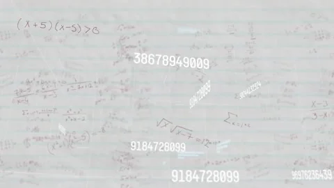 Camera fixing on paper while luminescent numbers floating, bars underlining, Stock Footage 317659921