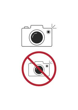 Camera Flash Allowed and No Photography Sign Set 스톡 일러스트