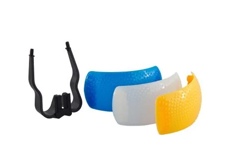 On-camera flash diffusers for the three color Stockfoto's