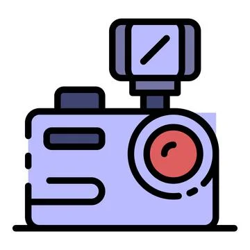 Camera with flash icon color outline vector Illustrazione stock