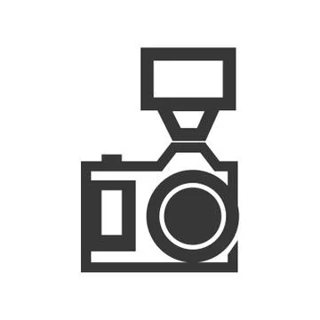 Camera with flash icon. Gadget design. Vector graphic Illustrazione stock