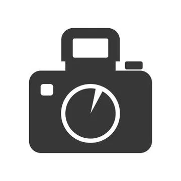 Camera with flash icon. Gadget design. Vector graphic Illustrazione stock