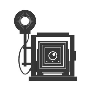 Camera with flash icon. Gadget design. Vector graphic 스톡 일러스트