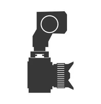 Camera with flash icon. Gadget design. Vector graphic Illustrazione stock