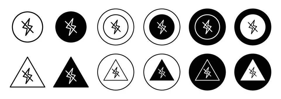 Camera flash off icon Outline flat Icon Illustrazione stock