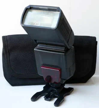 Camera flash isolated on white background Stock Photos