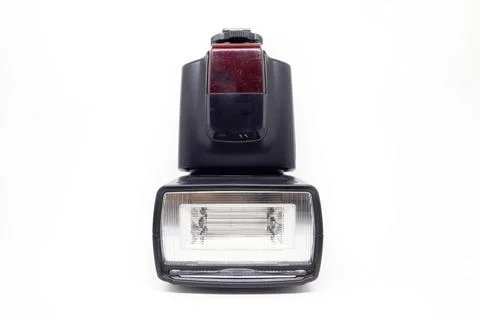Camera flash isolated on a white background. Photographed in the studio Stock Photos