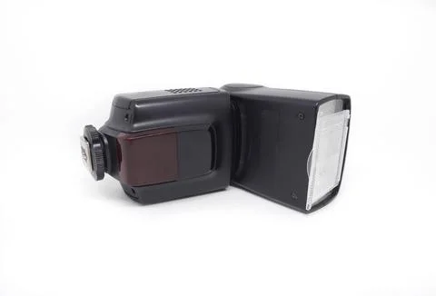 Camera flash isolated on a white background. Photographed in the studio Stock Photos