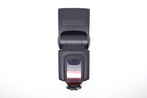 Camera flash isolated on a white background. Studio shot. Soft focus. Stock Photos