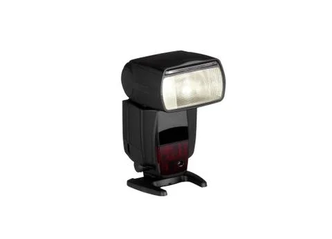 Camera flash isolated on white Stock Photos